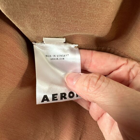 Aeron Delray Dusty Peach Iridescent Sleeveless Button Trench Coat Welt Pockets - Picture 12 of 15